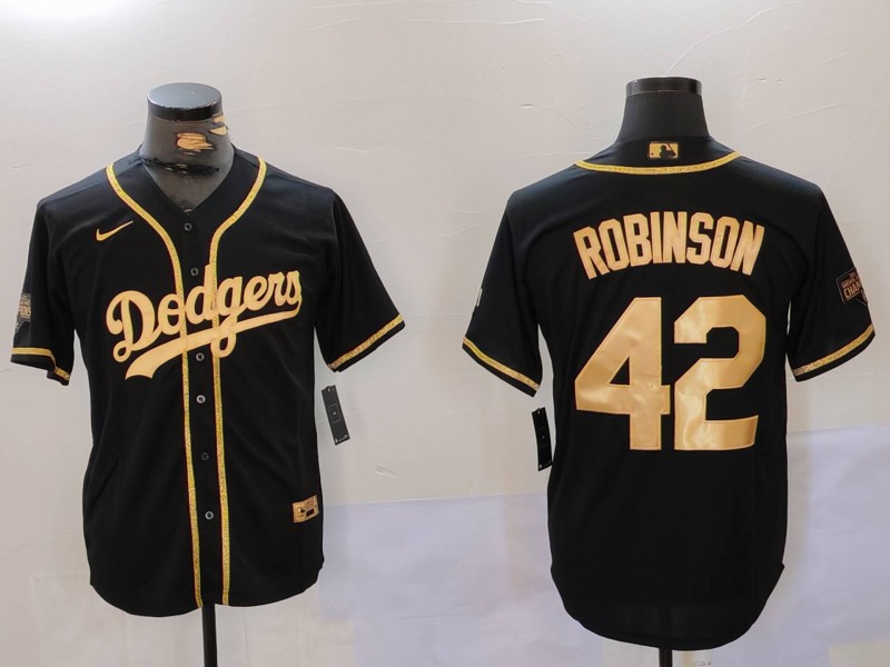 Men Los Angeles Dodgers 42 Robinson Black Game 2024 Nike MLB Jersey style 9121